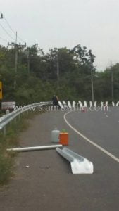 W-Beam Guardrail 3.2 mm. THICKNESS ; CLASS I TYPE II ปริมาณงาน 1,256 เมตร แขวงทางหลวงบุรีรัมย์