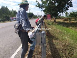 ราวเหล็กลูกฟูกกันอันตราย ติดตั้งบนทางหลวงหมายเลข 2159 และ 2179