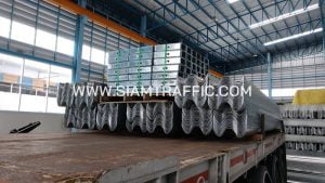 ราวเหล็กลูกฟูก ปลายทางทางหลวงหมายเลข 4 ตอนควบคุม 0501 ตอน สระพัง - เขาวัง ตอน 8 ปริมาณ 5,128 เมตร